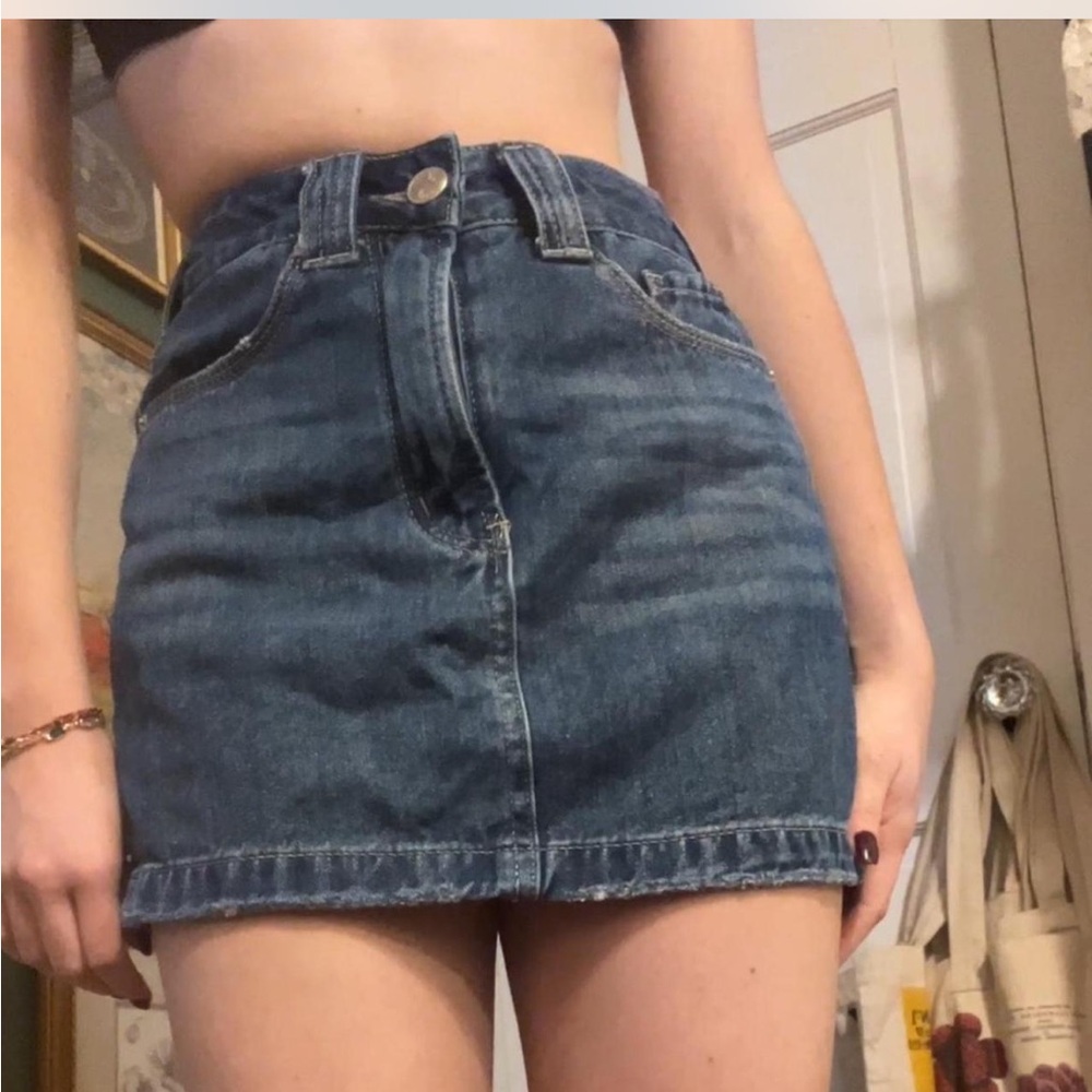 Thrifted mini jean skort